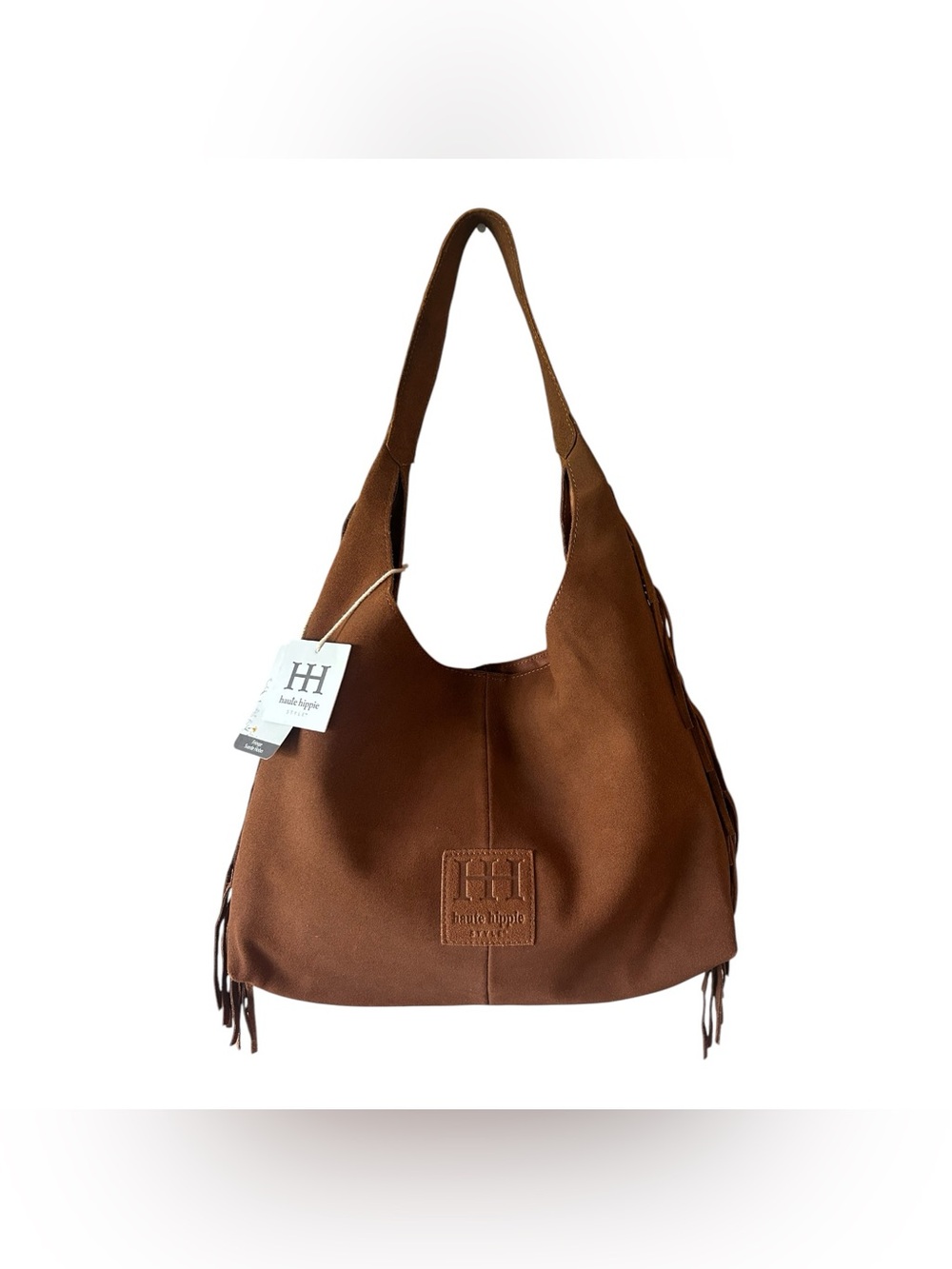 HAUTE HIPPIE Brown Suede Fringe Hobo Shoulder Bag Purse NWT Boho Western Hippie